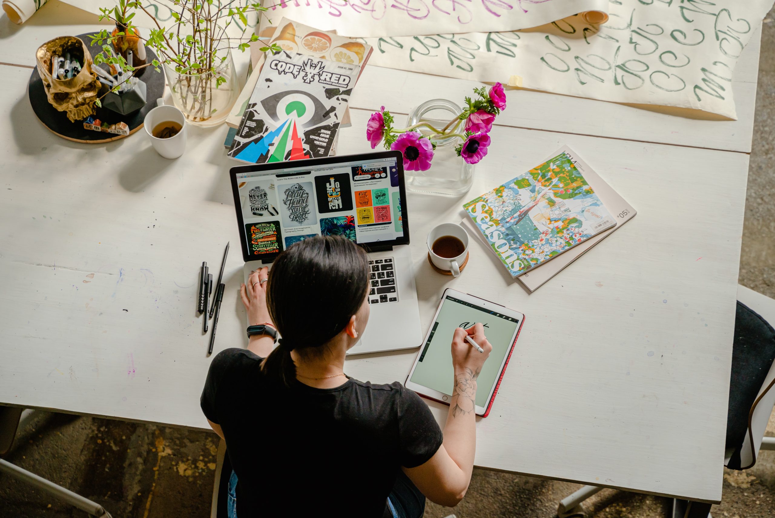 woman designing at work