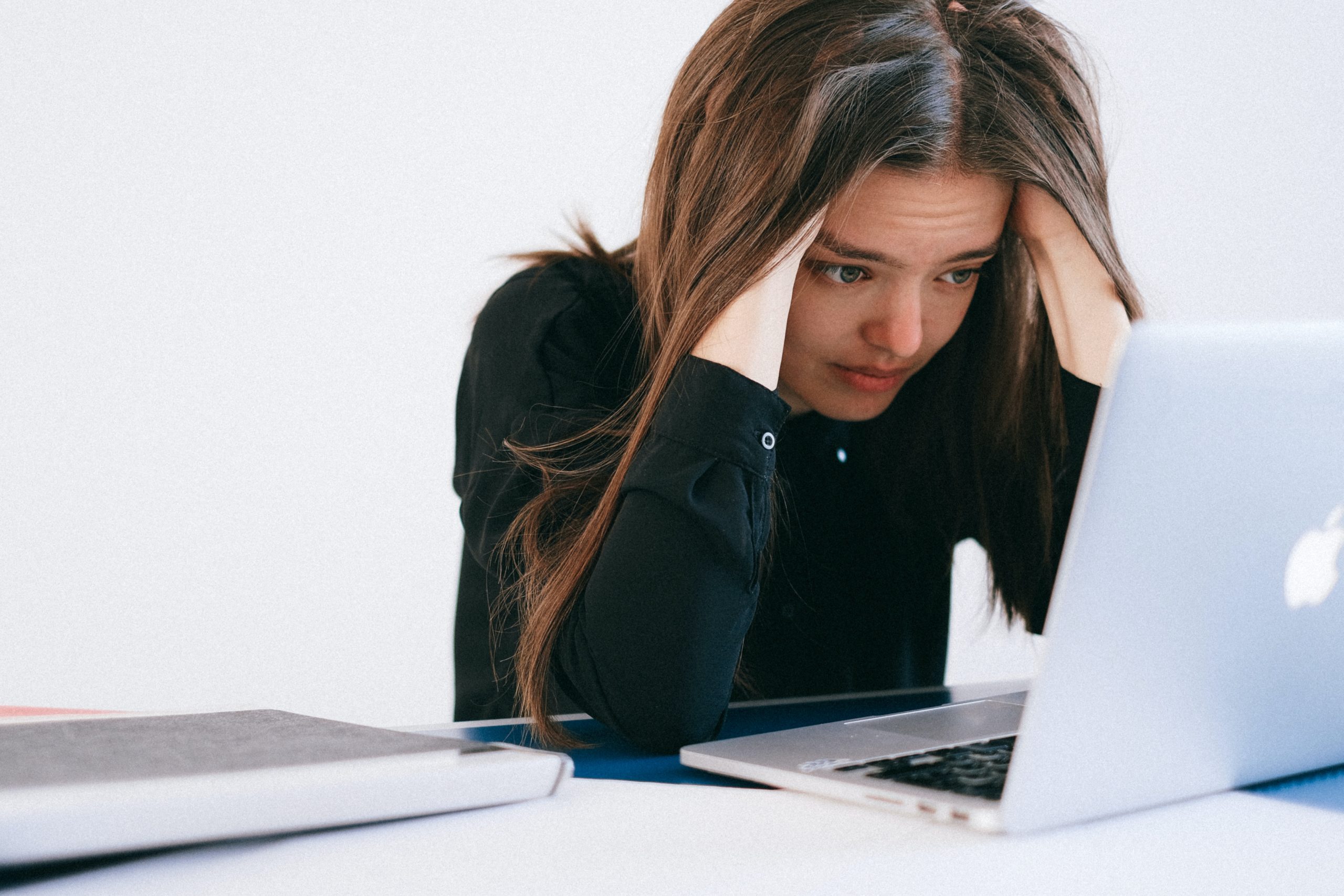 woman frustrated at desk