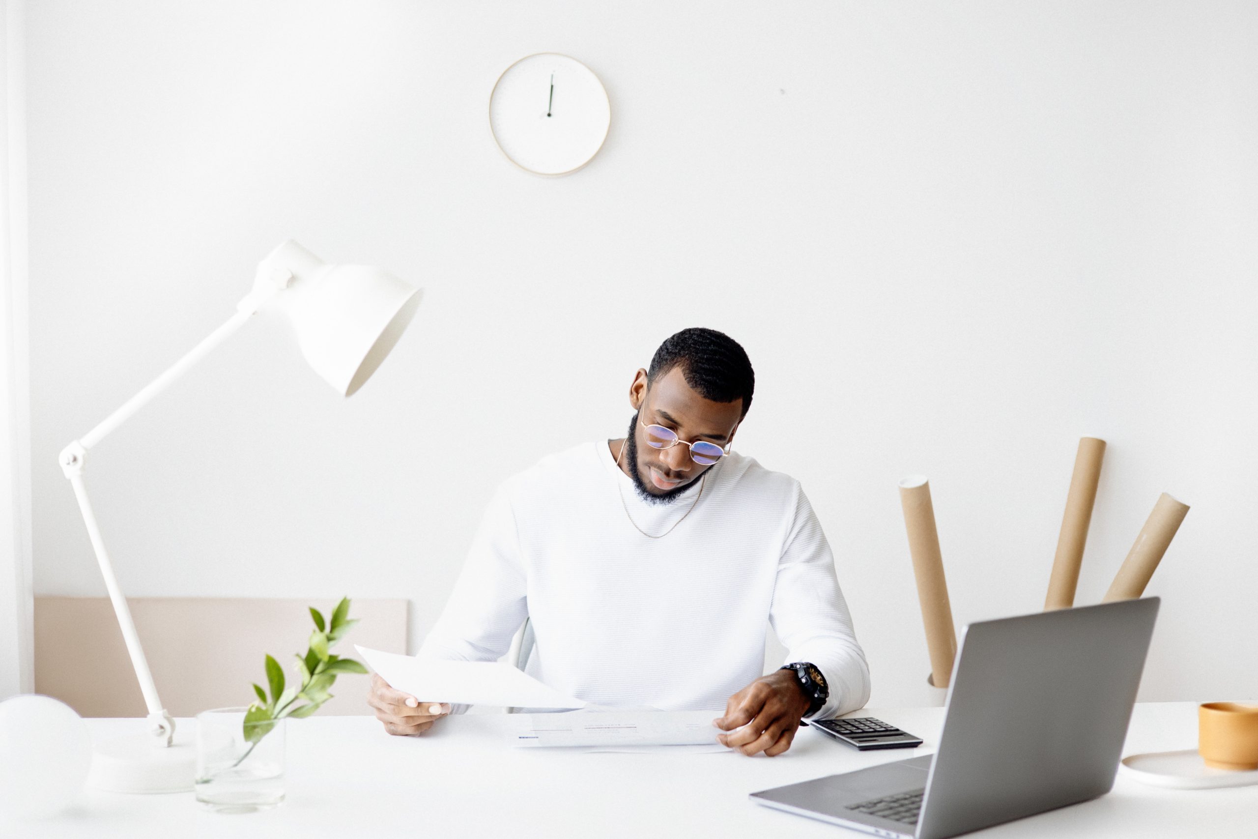 man hard at work at desk