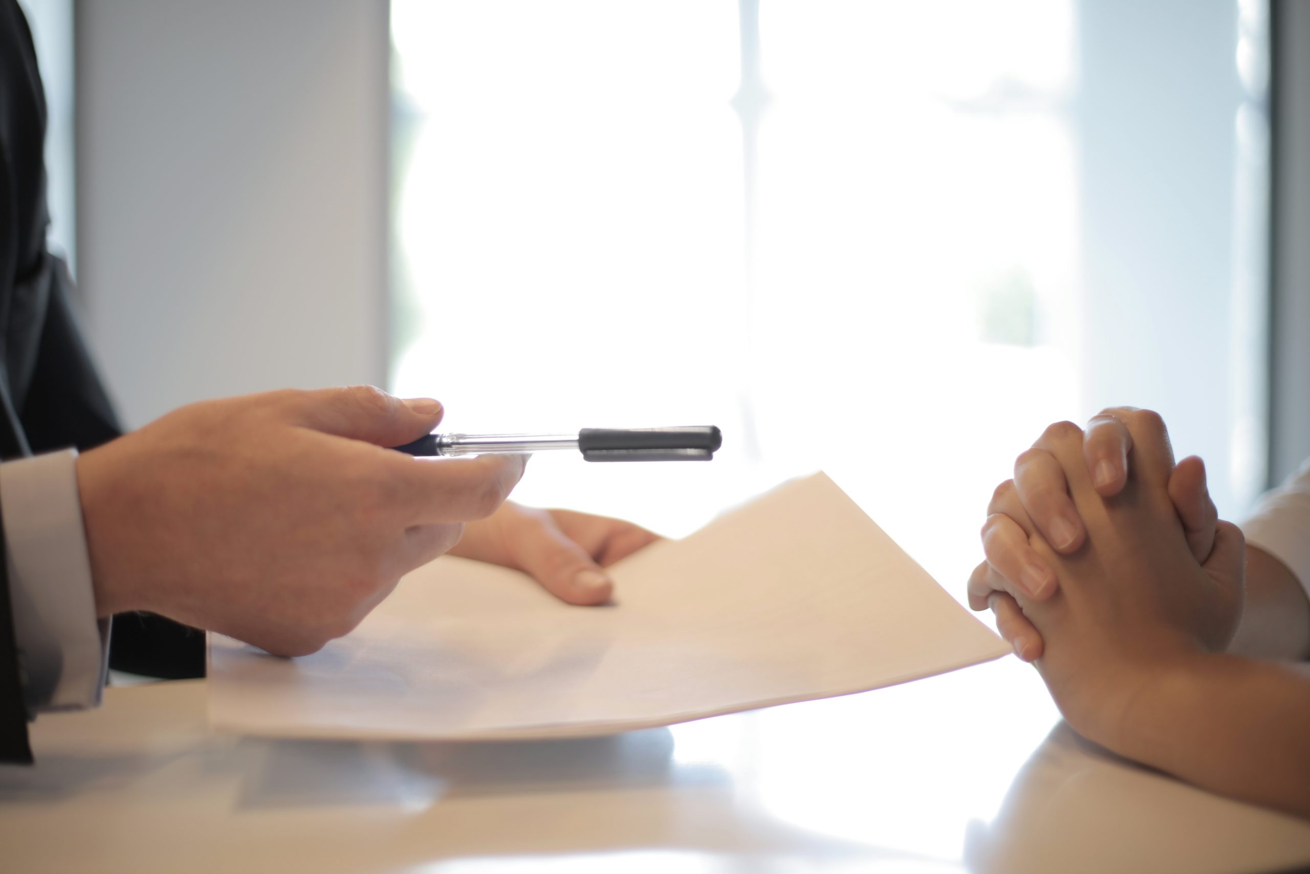 salesman offering documents
