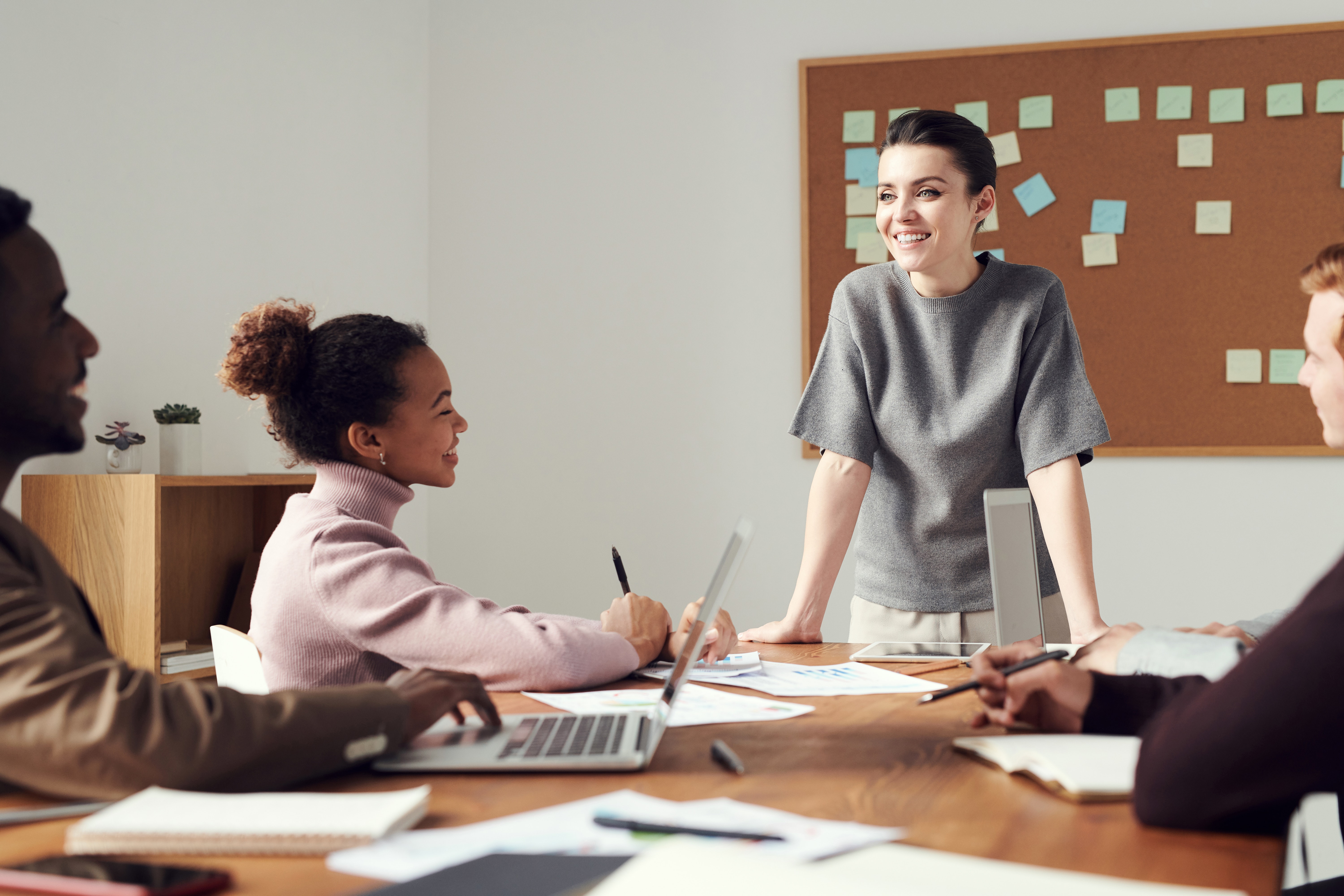 woman leader conducting business meeting